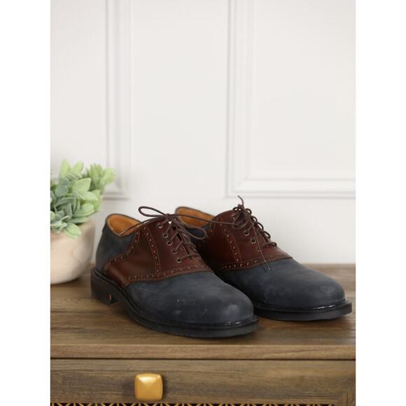 Johnston & Murphy Italy Leather Saddle Oxford Shoes Men’s 10.5 Brown Black Dress main image 6